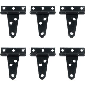 T Tulead Door Hinges 2-Inch T-Shape Gate Hinges Iron Strap Hinges Cabinet Hinges Shed Hinges Black Shutter Hinges Pack of 6 with Mounting Screws