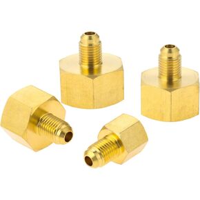 4PCS Brass Pipe Fitting, Reducing Adaptor 1/4" SAE Male to 1/2" 1/4" 3/4" 5/8" Female Pipe Adapter Brass Reducing Adaptor, Pipe Reducer for Air Conditioner A/C Refrigeration