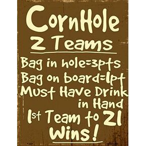 Cornhole Rules Retro Vintage Metal Tin Sign Wall Plaque - for Cafe Beer Club Wall Home Decor 8x12
