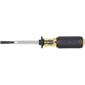 Klein Tools 6024K Slotted Screw-Holding Screwdriver, 1/4-Inch Split-Blade Flat Head Driver, Positive Gripping Action, Cushion-Grip Handle