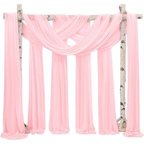 4 Panels Wedding Arch Draping Fabric,28" x 20Ft Pink Wedding Arch Drapes Fabric,Wedding Arch Decor,White Drapes for Backdrop Wedding Ceremony Party Ceiling Decor in Kuwait
