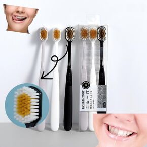 Japanese Soft-bristled Manual Adult Toothbrush Set (3 sets per box), a wide-headed soft-bristled floss toothbrush suitable for The full range of adult tooth and gum care