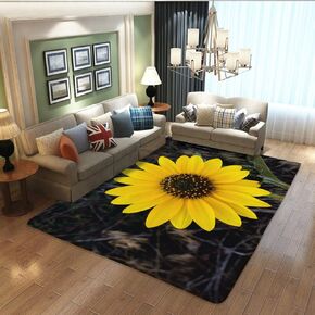 Sunflower Rug Children Teen Bedroom Rug Flower Rug Beautiful Living Room Bathroom Kitchen Large Area Rug Non-Slip Floor Mat Sunflower 16 "x24