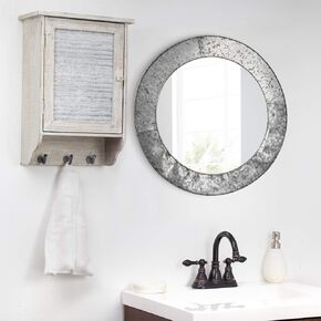 Head West Galvanized Metal Framed Round Wall Accent Mirror - 22 x 22