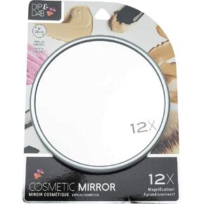 Jacent Dip & Dab 12X Magnification Cosmetic Mirror with Suction Cups, 5 Inch Diameter - 1 Pack