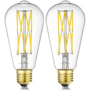 Leools 10W Edison Style Vintage LED Filament Light Bulb,100 Watt Equivalent Light Bulbs,Dimmable,Warm White 2700K,1200LM,ST64, E26 Medium Base Lamp, Antique Shape, (2 Pack)