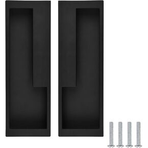 MOROBOR Zinc Alloy Barn Door Handles, 2pcs Hidden Cabinet Handles with Hidden Screws, Modern Simple Door Pull Handle for Sliding Barn Drawer Cupboard Wardrobe (Matte Black)