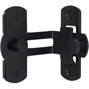 Sliding Door Lock Barn Door Lock Pocket Door Lock Screen Door Latch 90 Degree Door Latch Hasp Latch Clasp Lock (Black S)