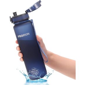 PROIRON 17OZ Water Bottle Leak-Proof Drink Bottle BPA Free USA Tritan Material Gym Bottle with Protein Shaker, Flip Top Lid & Removable Strainer for Fitness Cycling, Gym Camping