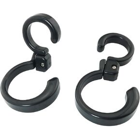 خطاف دوار قابل للطي على شكل حرف S 360 درجة قابل للطي متعدد الوظائف مقاس 3.9 × 1.2 × 1 بوصة خطاف تعليق بلاستيكي محمول للاستخدام الداخلي والخارجي، جراج المطبخ المنزلي باللون الأسود in Kuwait