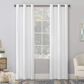 No. 918 Lindstrom Textured Draft Shield Fleece Insulated Energy Efficient Grommet Curtain Panel, 40" x 84", White