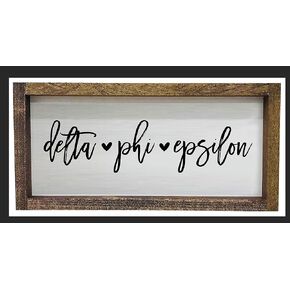 Sorority Shop Delta Phi Epsilon Wall Art - 17" X 9" Rectangle Wood Framed Wall Decor, Wall Sign with Script Design, Gift for DPE Sisters