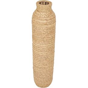 Deco 79 Seagrass Handmade Decorative Vase Slim Woven Tall Floor Centerpiece Vase, Vase for Home Decoration 9" x 9" x 40", Brown