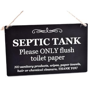 Stylish and Bold, Black and White, SEPTIC TANK Sign | Plaque | Notice for Toilet | Bathroom | W.C | only flush toilet paper | Information Notice | Other Styles Available.