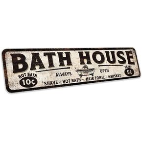 Bath House Rustic Sign Bathroom Décor Vintage Looking Signs Restroom Decoration Gift 4x18 204182001046