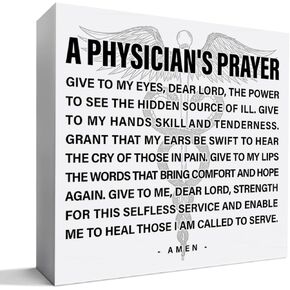 Doctor Physicians Gifts for Women Men, Doctor Appreciation Thank You Gifts DR Birthday Christmas Medical School Student Graduation Gifts, a Physicians Prayer, Medical Office Wooden Box Sign Desk Decor