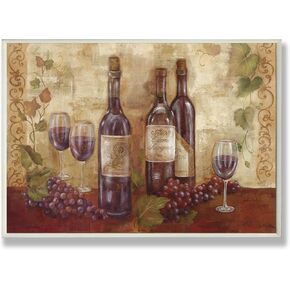 Stupell Home Décor Bottles Glasses And Grapes Kitchen Wall Plaque, 10 x 0.5 x 15, Proudly Made in USA