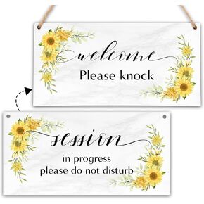 In Session Door Sign for Therapists, Do Not Disturb Hanger Sign for Therapy Office Decor, 6X12 Inches Double Sided Wooden Welcome Hanging Plaque-MBB02