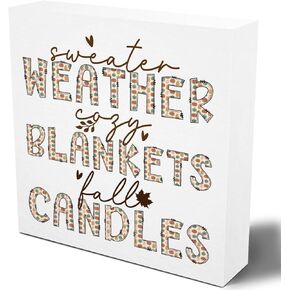 Cute Fall Decor Decoration for Home, Sweater Weather Sign Fall Decor Fall Decorations Sign, Fall Sign Autumn Home Office Desk Table Cubicle Shelf Decor 5 X 5 Inch