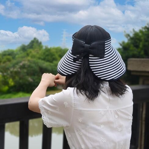 Beach Hats for Women Packable, Folding Straw Sun Hat Wide Brim & Ponytail for Pool UV Protection & Summer Travel SW-H2 in Saudi Arabia