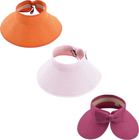Beach Hats for Women Packable, Folding Straw Sun Hat Wide Brim & Ponytail for Pool UV Protection & Summer Travel SW-H2 in Saudi Arabia
