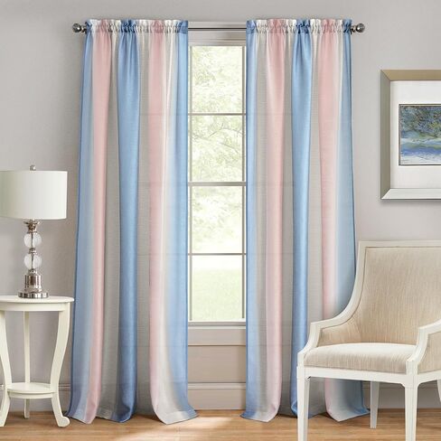 Spectrum Rod Pocket Panel Window Curtain - 50 Inch Width, 63 Inch Length- Black/Silver - Semi-Sheer & Machine Washable Soft Polyester Drapes for Bedroom Living & Dining Room by Achim Home Decor in Kuwait