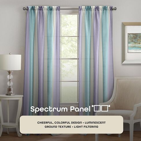 Spectrum Rod Pocket Panel Window Curtain - 50 Inch Width, 63 Inch Length- Black/Silver - Semi-Sheer & Machine Washable Soft Polyester Drapes for Bedroom Living & Dining Room by Achim Home Decor in Kuwait
