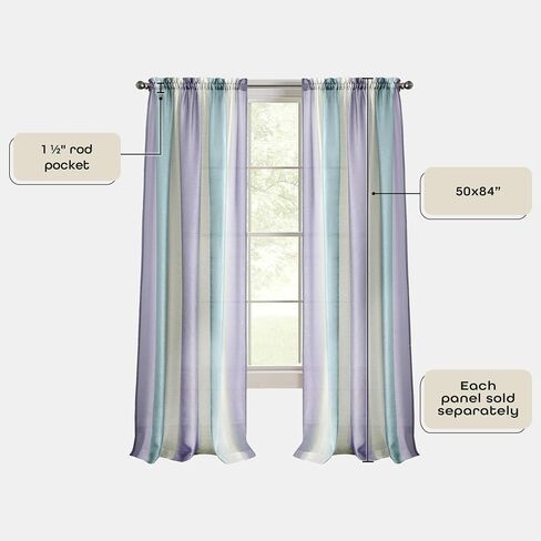 Spectrum Rod Pocket Panel Window Curtain - 50 Inch Width, 63 Inch Length- Black/Silver - Semi-Sheer & Machine Washable Soft Polyester Drapes for Bedroom Living & Dining Room by Achim Home Decor in Kuwait