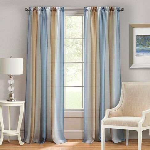 Spectrum Rod Pocket Panel Window Curtain - 50 Inch Width, 63 Inch Length- Black/Silver - Semi-Sheer & Machine Washable Soft Polyester Drapes for Bedroom Living & Dining Room by Achim Home Decor in Kuwait