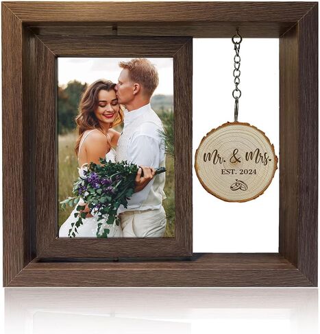 Engagement Picture Frame Gifts for Couples 4x6 Rotating Wedding Picture Frame Romantic Photo Frame Let the Adventure Begins Love Picture Frame Bride to Be Gifts for Couples Rustic Picture Frame for Newly Engaged in Saudi Arabia
