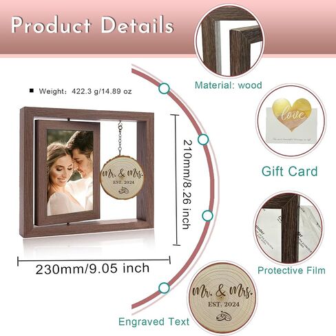 Engagement Picture Frame Gifts for Couples 4x6 Rotating Wedding Picture Frame Romantic Photo Frame Let the Adventure Begins Love Picture Frame Bride to Be Gifts for Couples Rustic Picture Frame for Newly Engaged in Saudi Arabia