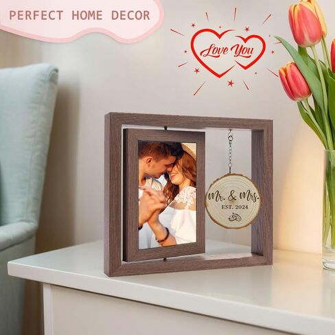 Engagement Picture Frame Gifts for Couples 4x6 Rotating Wedding Picture Frame Romantic Photo Frame Let the Adventure Begins Love Picture Frame Bride to Be Gifts for Couples Rustic Picture Frame for Newly Engaged in Saudi Arabia