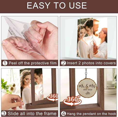Engagement Picture Frame Gifts for Couples 4x6 Rotating Wedding Picture Frame Romantic Photo Frame Let the Adventure Begins Love Picture Frame Bride to Be Gifts for Couples Rustic Picture Frame for Newly Engaged in Saudi Arabia
