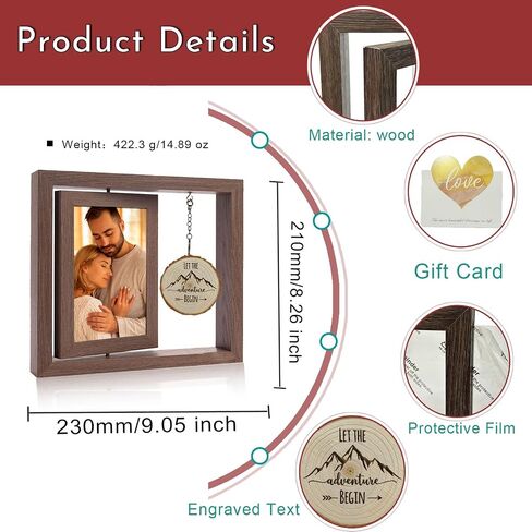 Engagement Picture Frame Gifts for Couples 4x6 Rotating Wedding Picture Frame Romantic Photo Frame Let the Adventure Begins Love Picture Frame Bride to Be Gifts for Couples Rustic Picture Frame for Newly Engaged in Saudi Arabia