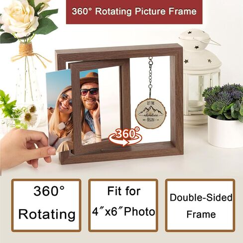 Engagement Picture Frame Gifts for Couples 4x6 Rotating Wedding Picture Frame Romantic Photo Frame Let the Adventure Begins Love Picture Frame Bride to Be Gifts for Couples Rustic Picture Frame for Newly Engaged in Saudi Arabia
