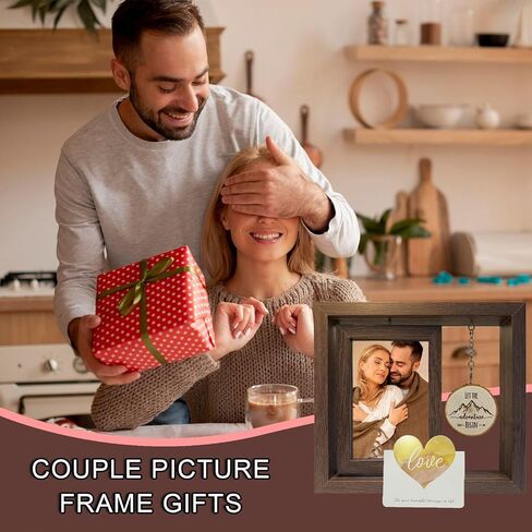 Engagement Picture Frame Gifts for Couples 4x6 Rotating Wedding Picture Frame Romantic Photo Frame Let the Adventure Begins Love Picture Frame Bride to Be Gifts for Couples Rustic Picture Frame for Newly Engaged in Saudi Arabia