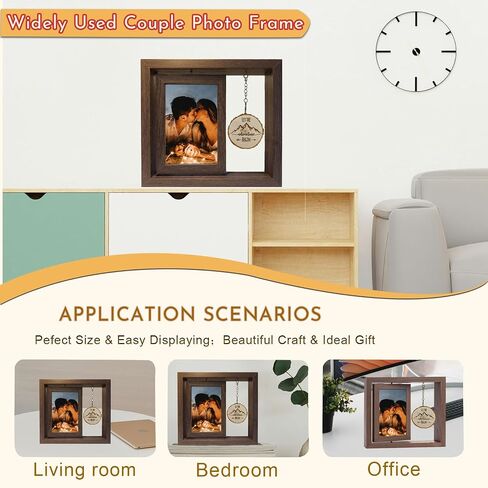 Engagement Picture Frame Gifts for Couples 4x6 Rotating Wedding Picture Frame Romantic Photo Frame Let the Adventure Begins Love Picture Frame Bride to Be Gifts for Couples Rustic Picture Frame for Newly Engaged in Saudi Arabia