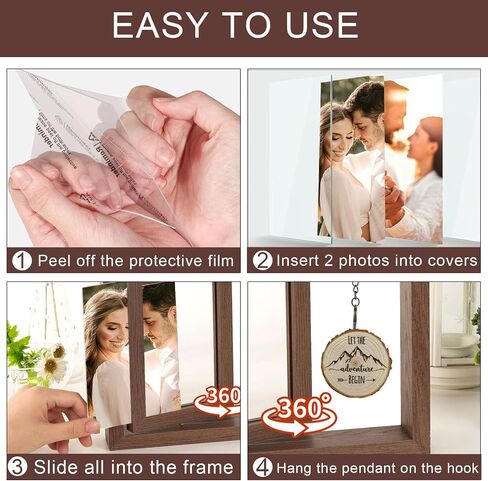 Engagement Picture Frame Gifts for Couples 4x6 Rotating Wedding Picture Frame Romantic Photo Frame Let the Adventure Begins Love Picture Frame Bride to Be Gifts for Couples Rustic Picture Frame for Newly Engaged in Saudi Arabia