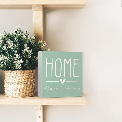 Bless Our Home Wood Box Sign Desk Decor - Rustic Home Decor, Blessed Signs for Home Decor, Housewarming Decorations, House Warming Gifts for New Home, 5x5 in Saudi Arabia