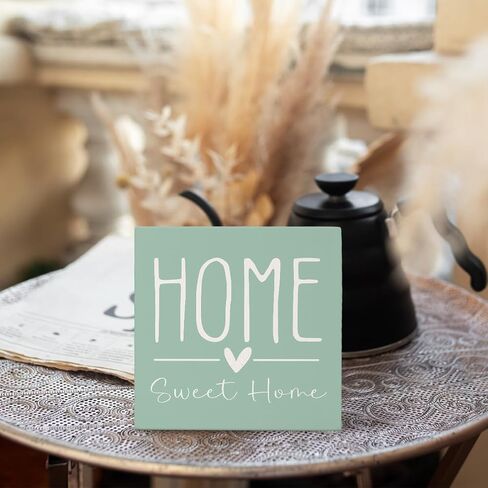 Bless Our Home Wood Box Sign Desk Decor - Rustic Home Decor, Blessed Signs for Home Decor, Housewarming Decorations, House Warming Gifts for New Home, 5x5 in Saudi Arabia