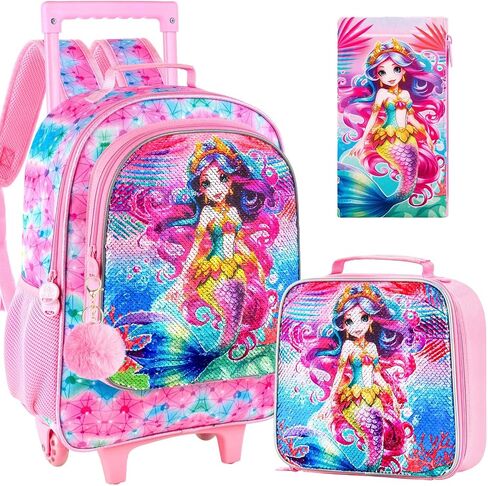 4PCS Rolling Backpack for Boys,Kids Dinosaur Backpacks with Roller Wheels, Wheeled Bookbag with Lunch Box for Toddler Elementary School in Saudi Arabia