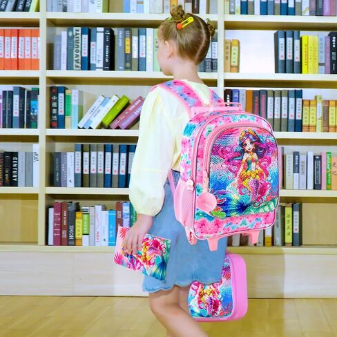 4PCS Rolling Backpack for Boys,Kids Dinosaur Backpacks with Roller Wheels, Wheeled Bookbag with Lunch Box for Toddler Elementary School in Saudi Arabia