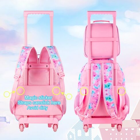 4PCS Rolling Backpack for Boys,Kids Dinosaur Backpacks with Roller Wheels, Wheeled Bookbag with Lunch Box for Toddler Elementary School in Saudi Arabia