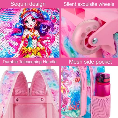 4PCS Rolling Backpack for Boys,Kids Dinosaur Backpacks with Roller Wheels, Wheeled Bookbag with Lunch Box for Toddler Elementary School in Saudi Arabia