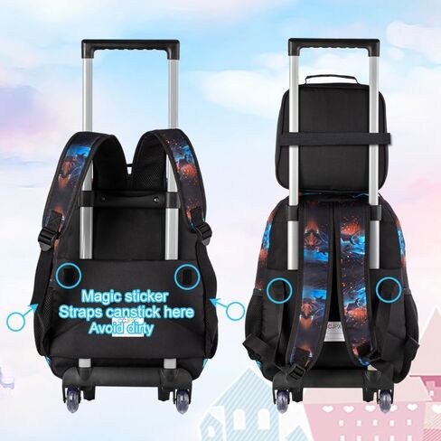 4PCS Rolling Backpack for Boys,Kids Dinosaur Backpacks with Roller Wheels, Wheeled Bookbag with Lunch Box for Toddler Elementary School in Saudi Arabia