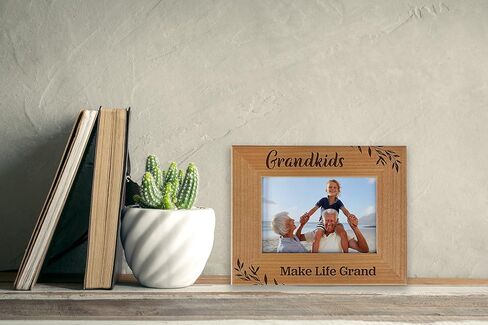 CEDAR CRATE MARKET Grandkids Make Life Grand, Engraved Natural Wood Photo Frame for Grandparents, Grandparent's Day, Grandma Gift, Grandpa Gift (4x6 Horizontal) in Saudi Arabia