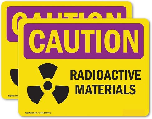 (2 Pack) Radioactive Materials OSHA Caution Radiation Sign 10 Inch X 7 Inch Indoor/Outdoor Rust-Free Aluminum Metal Signs for Workplace, Workshop, and Construction Site, Made in the USA in Saudi Arabia