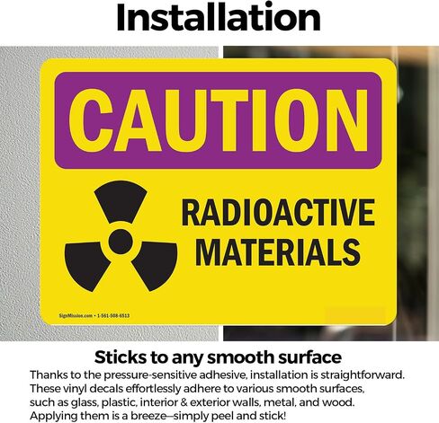 (2 Pack) Radioactive Materials OSHA Caution Radiation Sign 10 Inch X 7 Inch Indoor/Outdoor Rust-Free Aluminum Metal Signs for Workplace, Workshop, and Construction Site, Made in the USA in Saudi Arabia