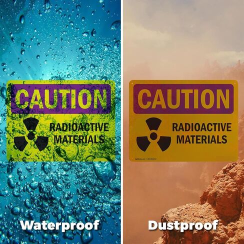 (2 Pack) Radioactive Materials OSHA Caution Radiation Sign 10 Inch X 7 Inch Indoor/Outdoor Rust-Free Aluminum Metal Signs for Workplace, Workshop, and Construction Site, Made in the USA in Saudi Arabia