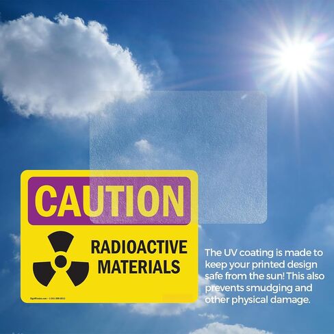 (2 Pack) Radioactive Materials OSHA Caution Radiation Sign 10 Inch X 7 Inch Indoor/Outdoor Rust-Free Aluminum Metal Signs for Workplace, Workshop, and Construction Site, Made in the USA in Saudi Arabia